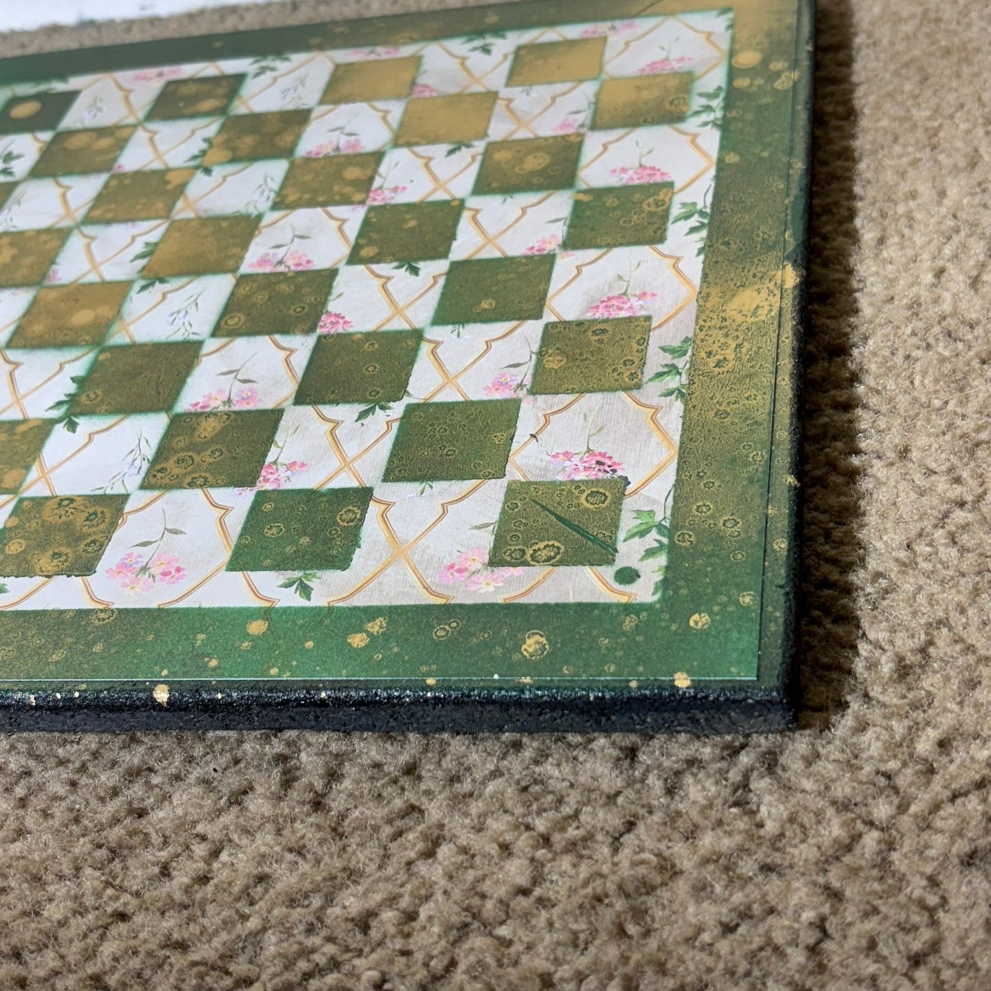 Vintage Golden Green - Scrapbook Chess Board
