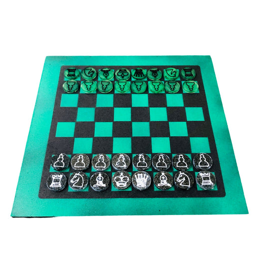 Black & Green - Painted Chess Set