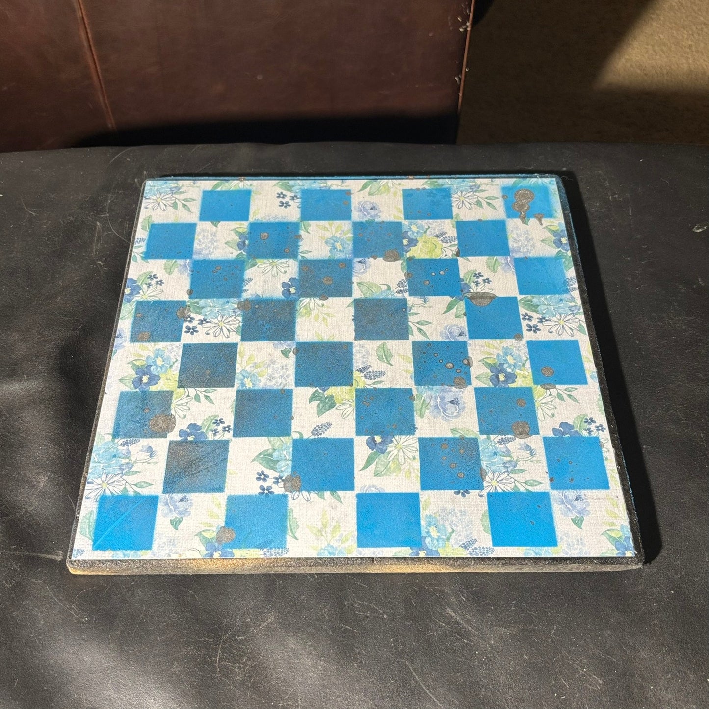 Flower Blue - Scrapbook Chess Set