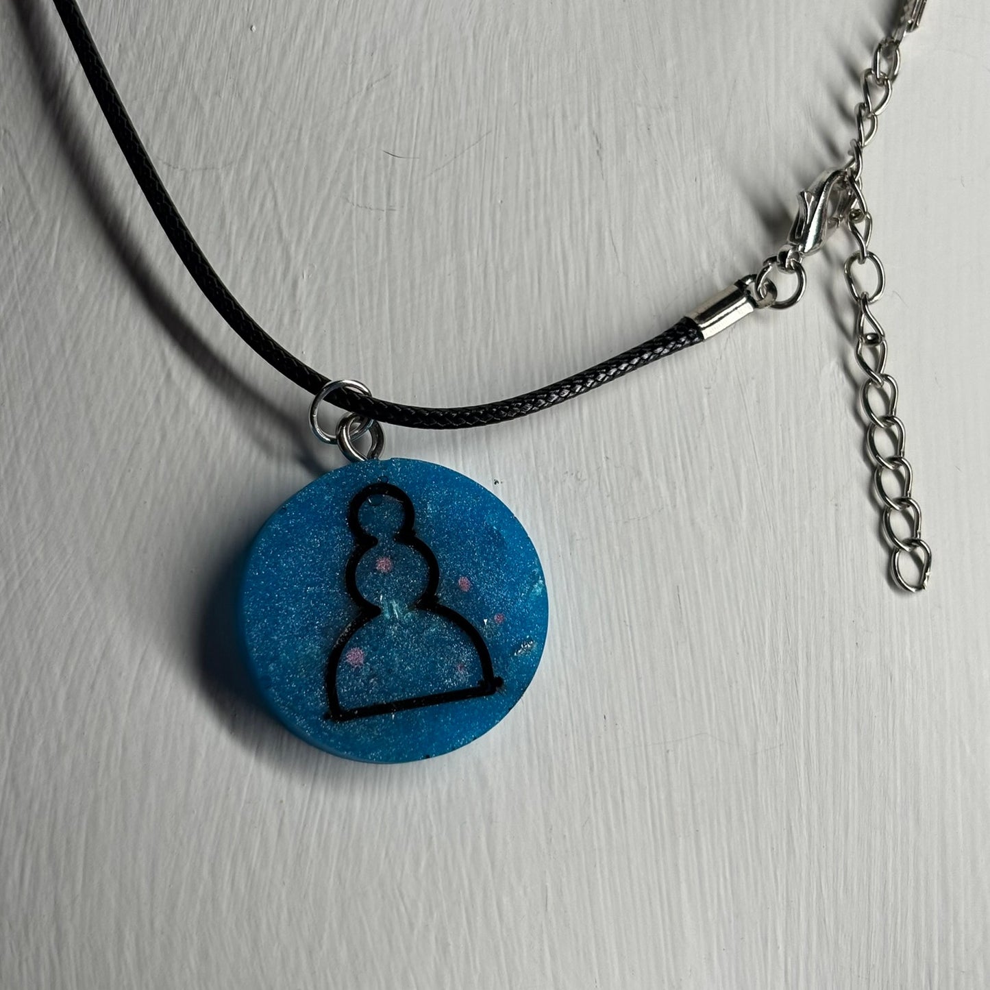 Strong Blue Pawn - Handmade Resin Chess Necklace