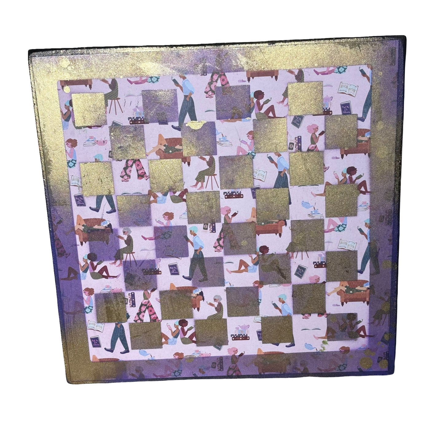 Purple Gold College Studies - Scrapbook Chess Board