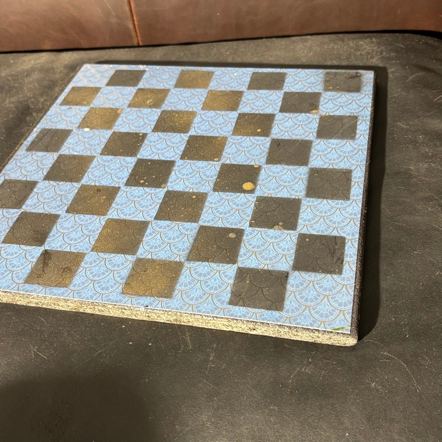 Vintage Blue Mist - Scrapbook Chess Board