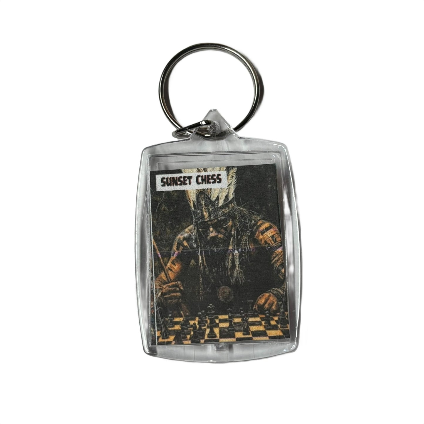Lone Warrior - Sunset Chess Photo Keychain