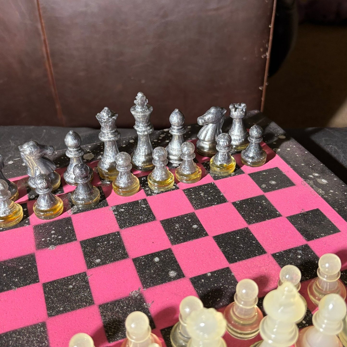 Chrome Drip Pink - Painted Chess Set
