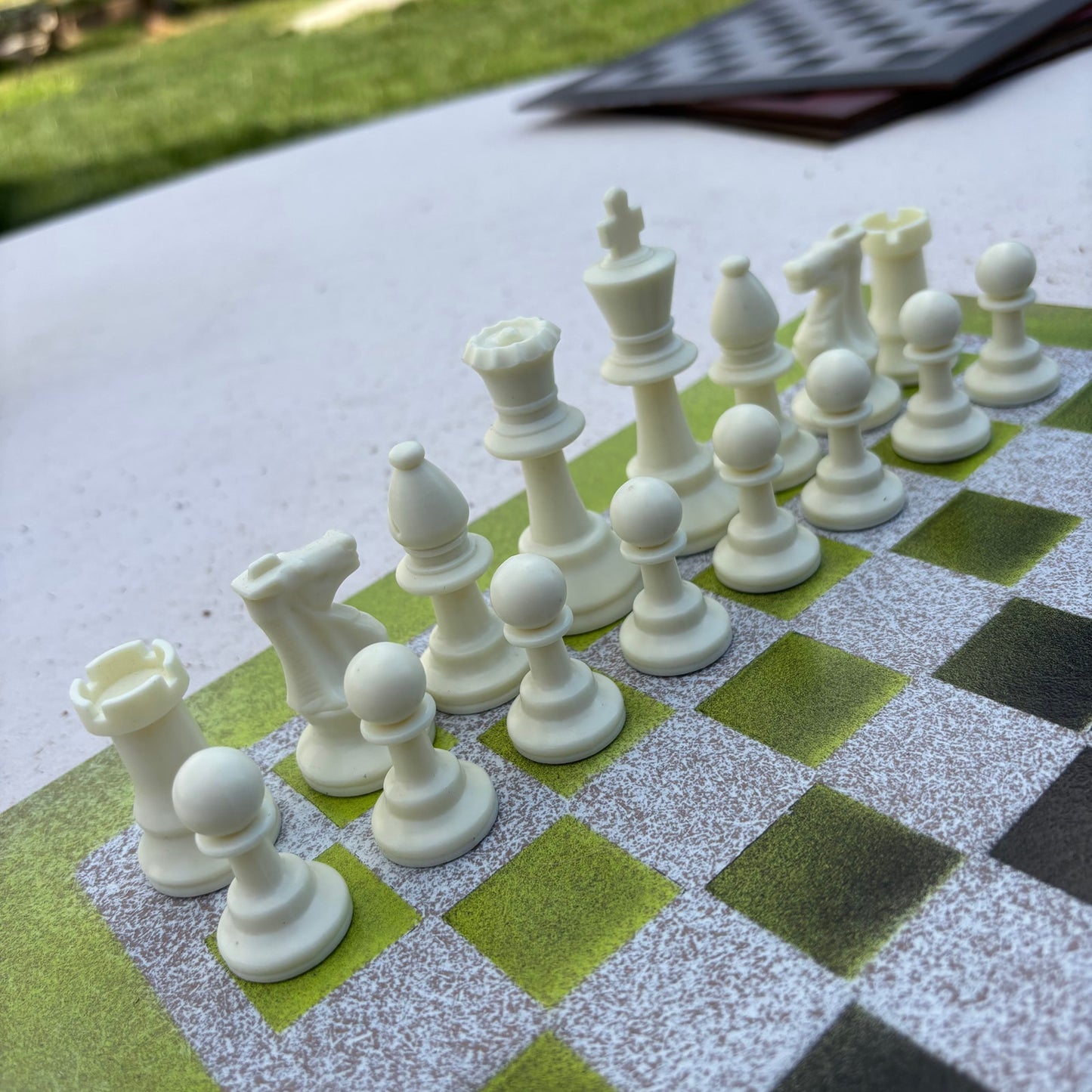Lime Green & Black - Painted Chess Set