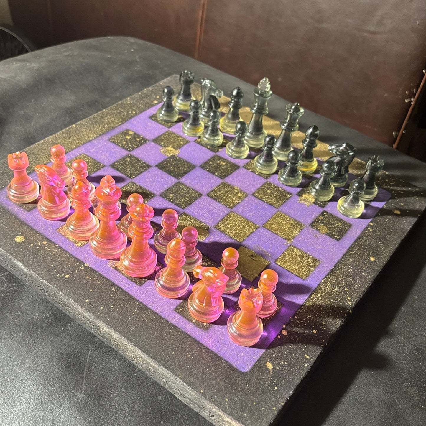 Cosmic Purple & Pink - Painted Chess Set