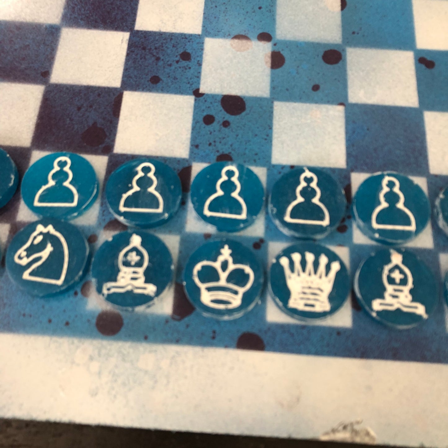 Bubbly Purple & Blue - Painted Chess Set