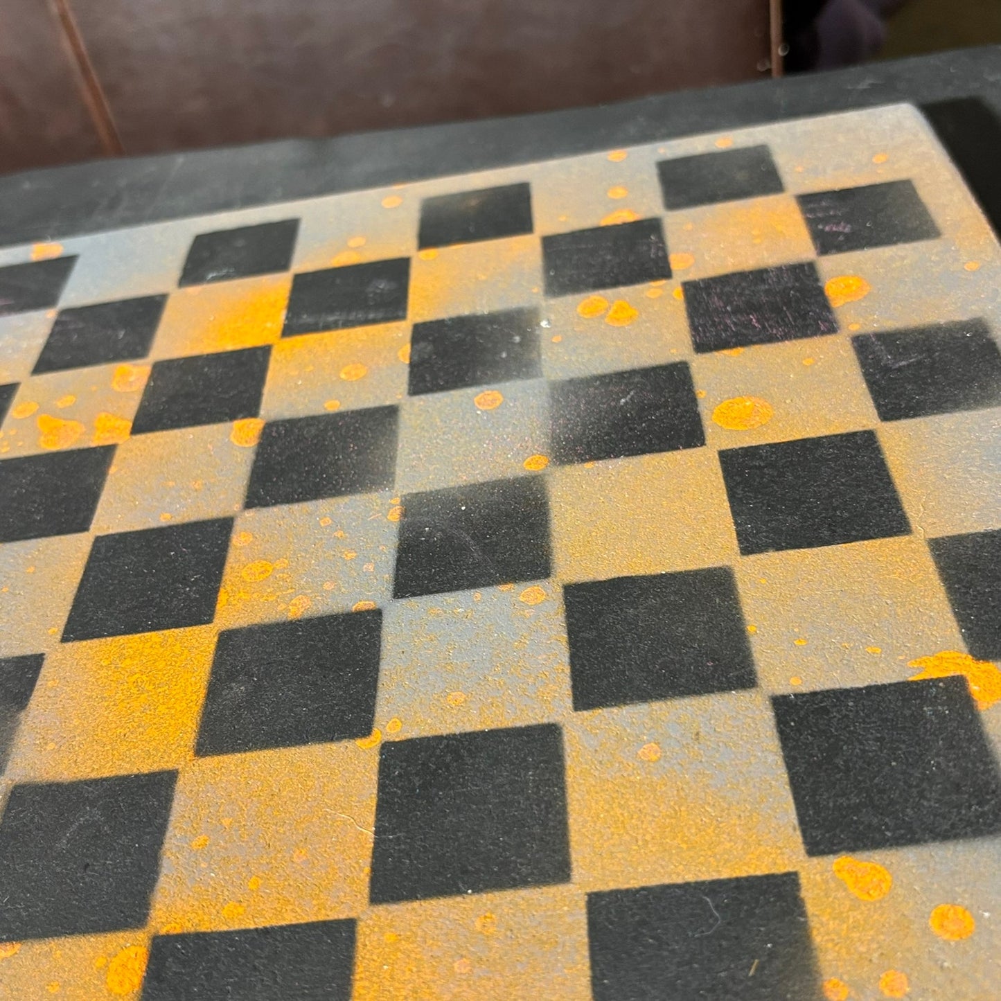Gray & Orange - Painted Chess Set