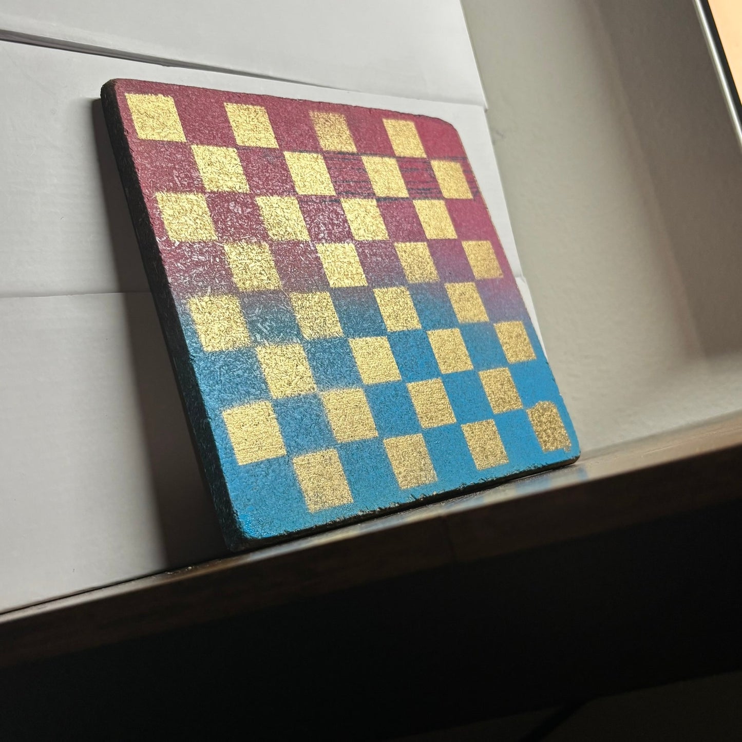 Pink & Blue Gold - Painted Double Sided Chess Board