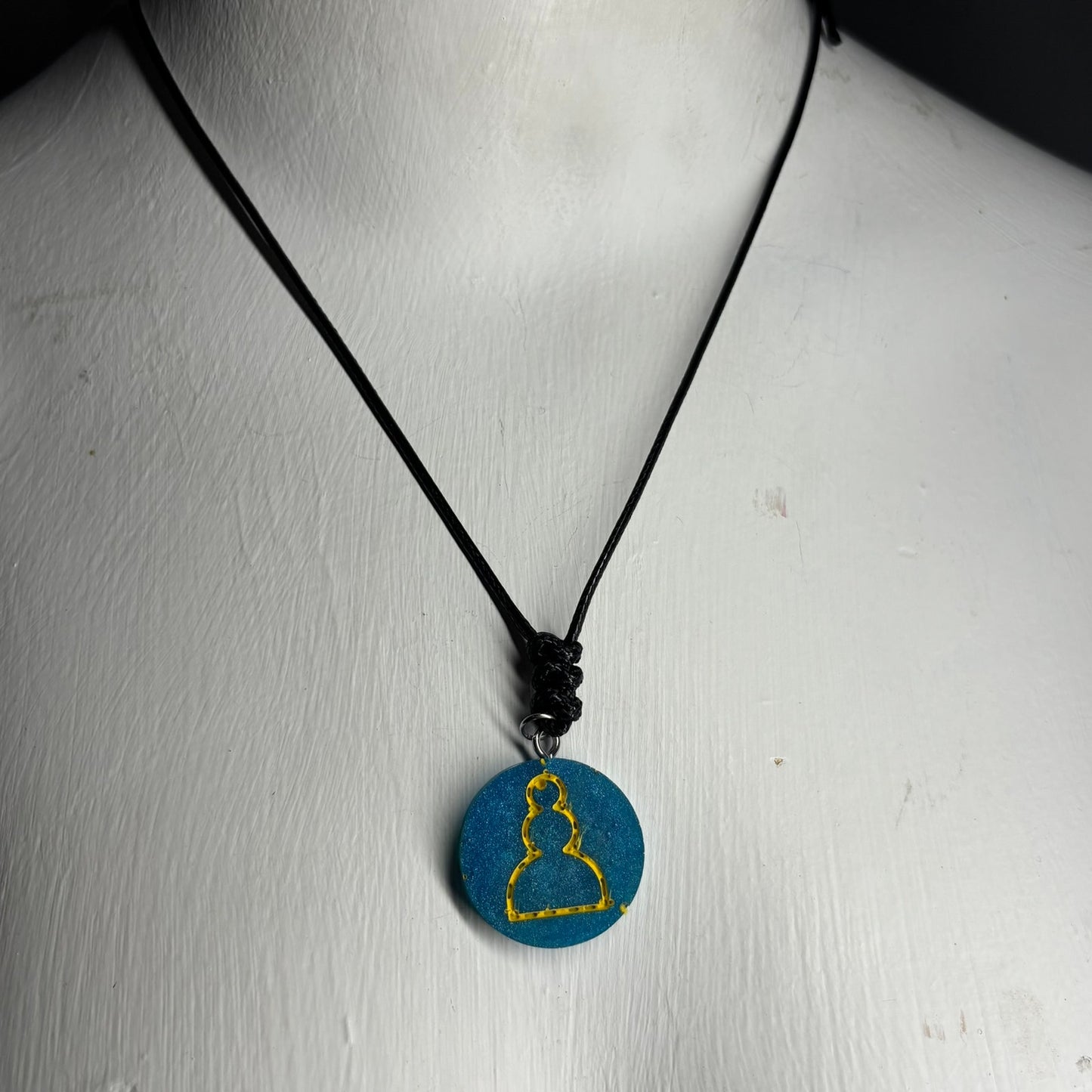 Blue Pawn - Handmade Resin Chess Necklace