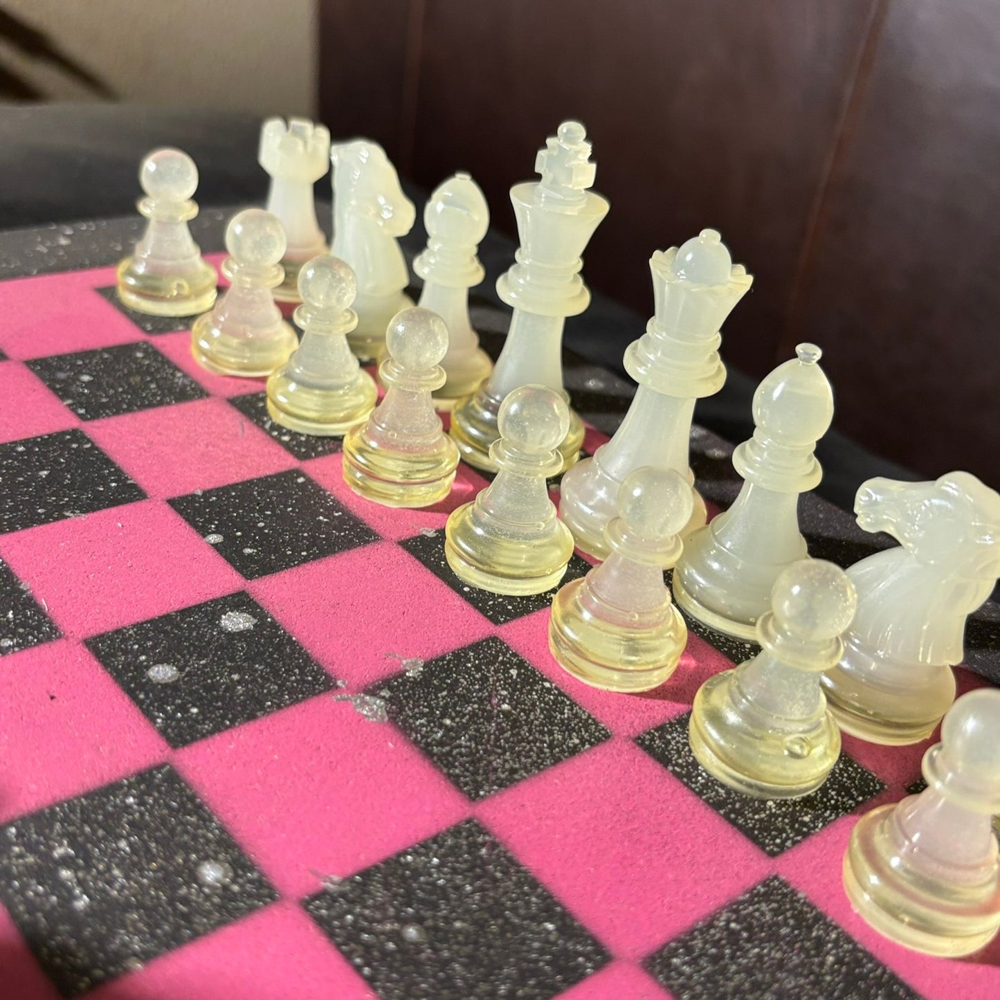 Chrome Drip Pink - Painted Chess Set