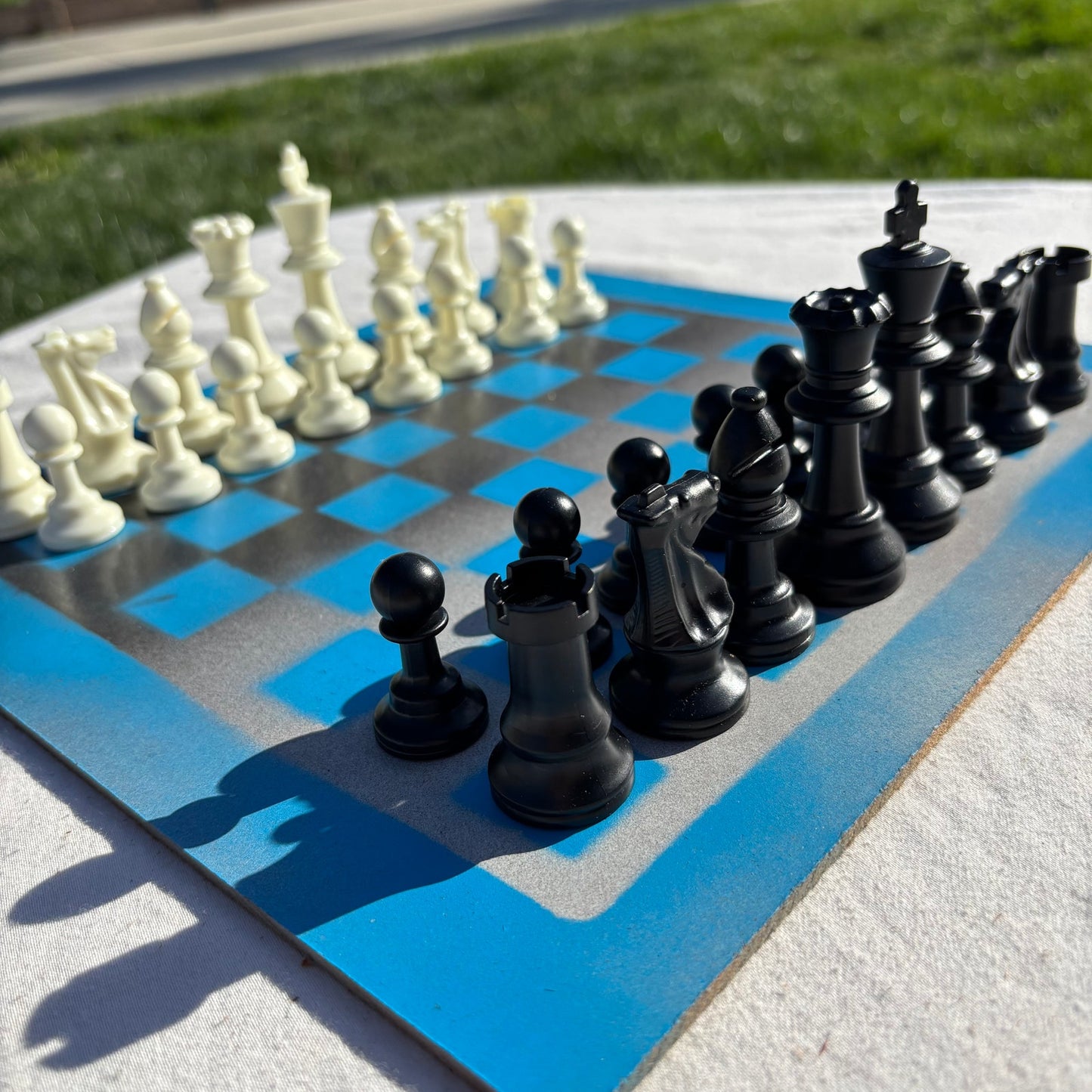 Black & Blue Snow Rush - Painted Chess Set