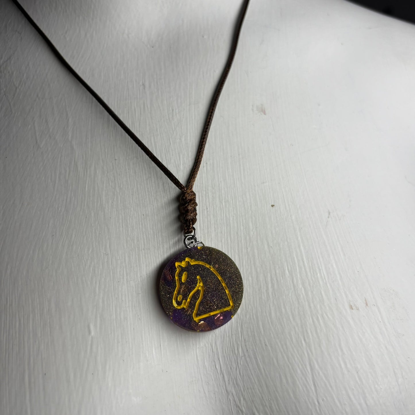 Purple Knight - Handmade Resin Chess Necklace