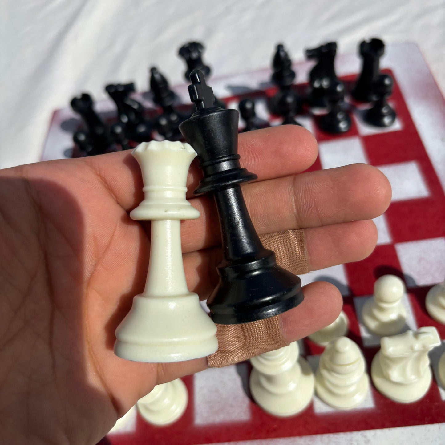 Red & White - Painted Chess Set