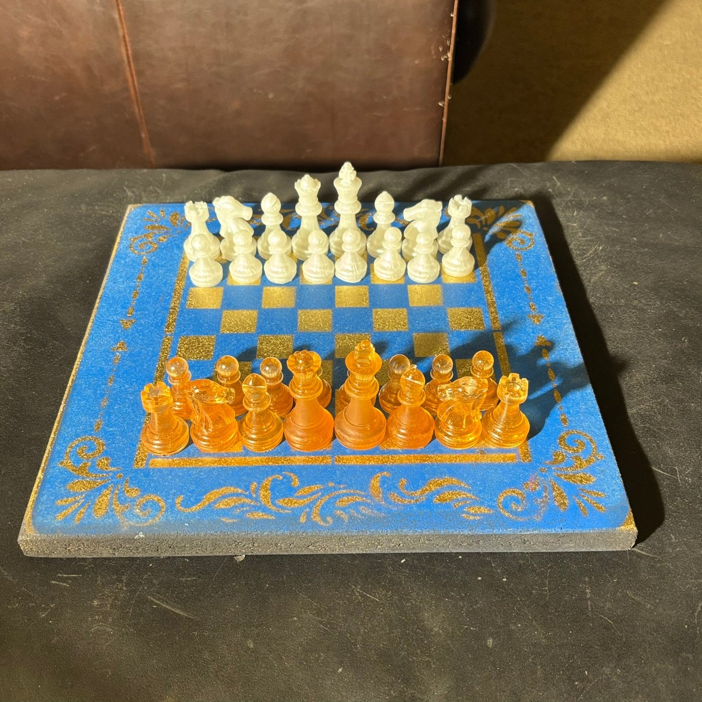 Supreme Blue & Gold- Painted Chess Set