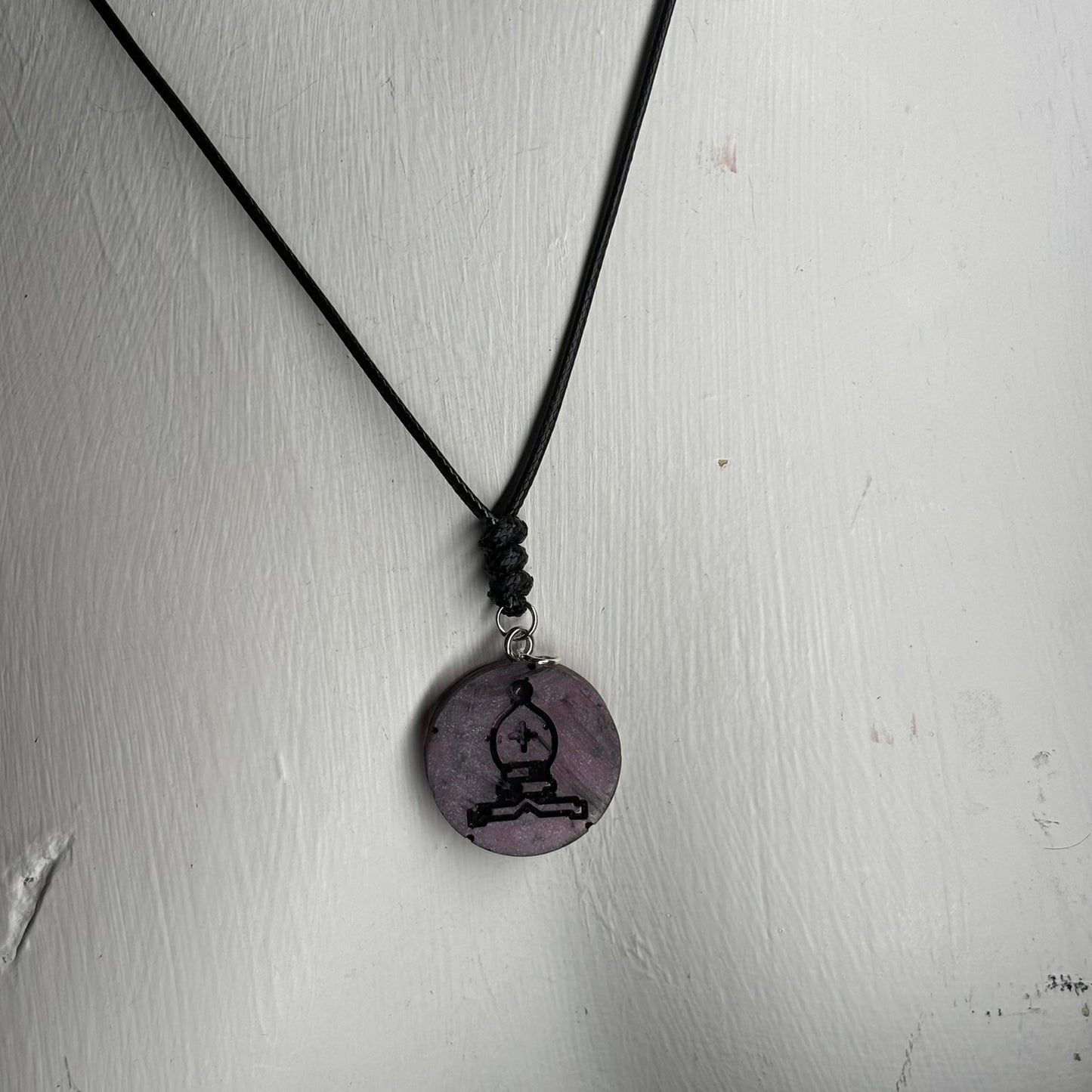 Purple Bishop - Handmade Resin Chess Necklace