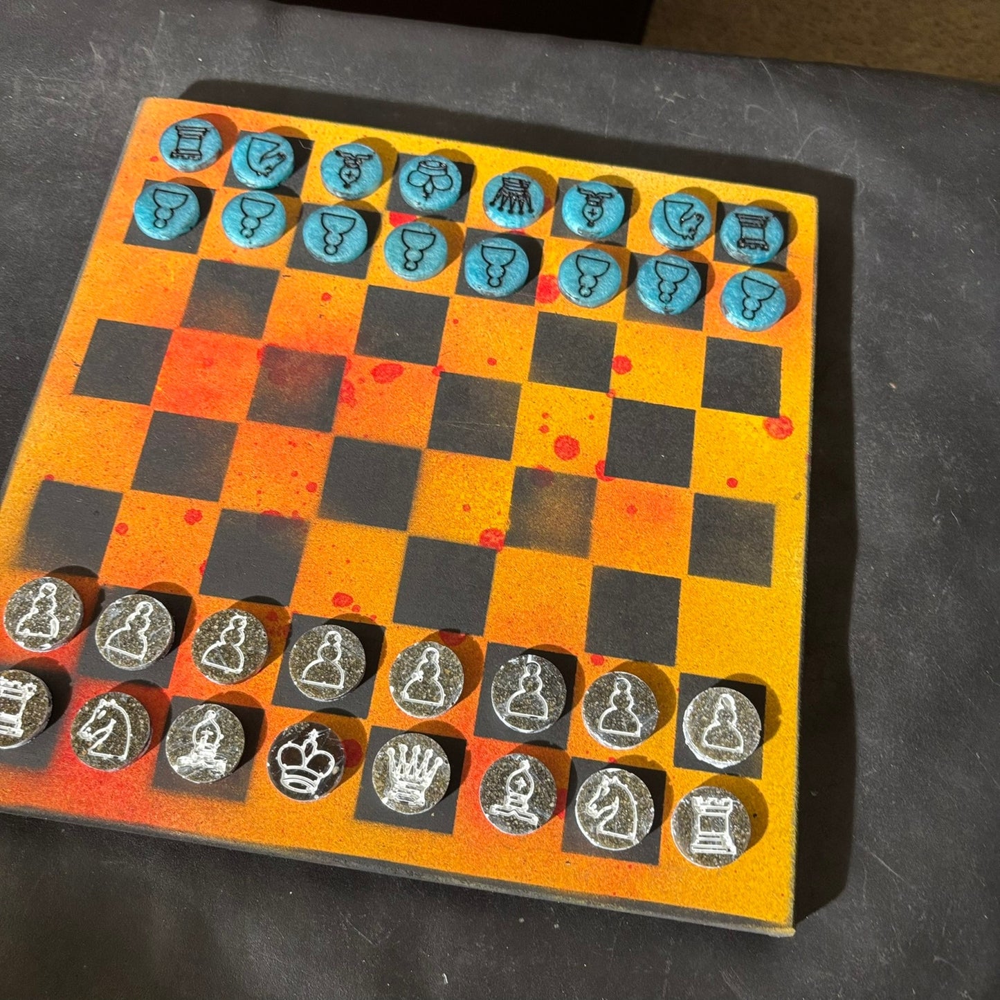Fire Orange - Painted Chess Set