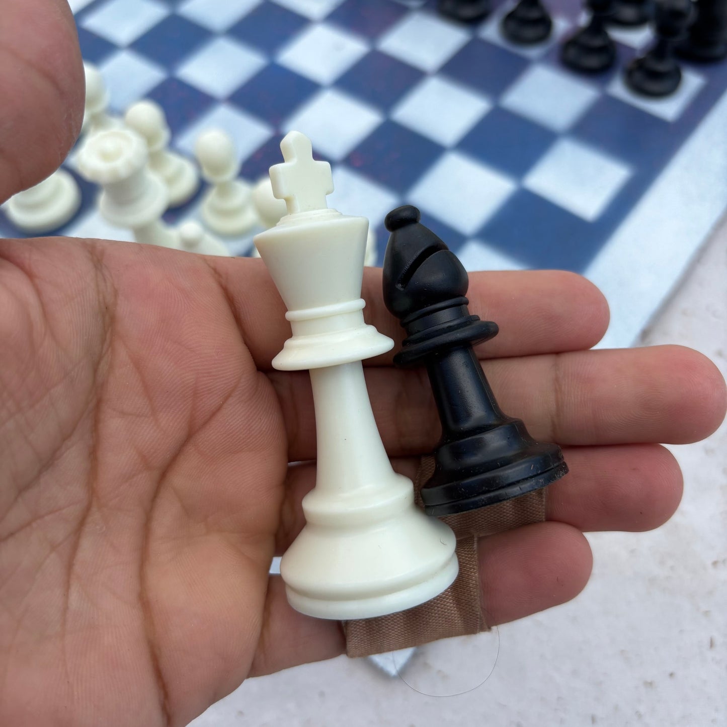 Blue & White - Painted Chess Set