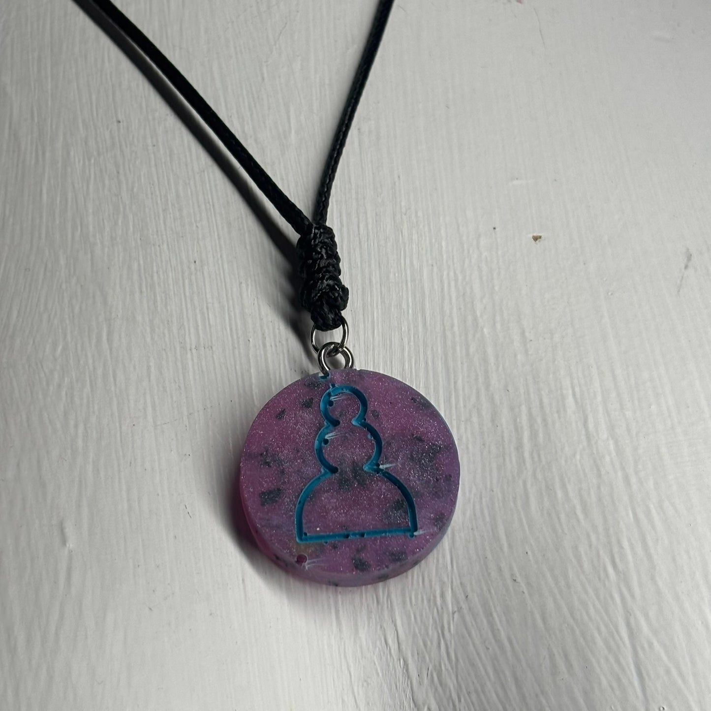 Cosmic Purple Pawn - Handmade Resin Chess Necklace
