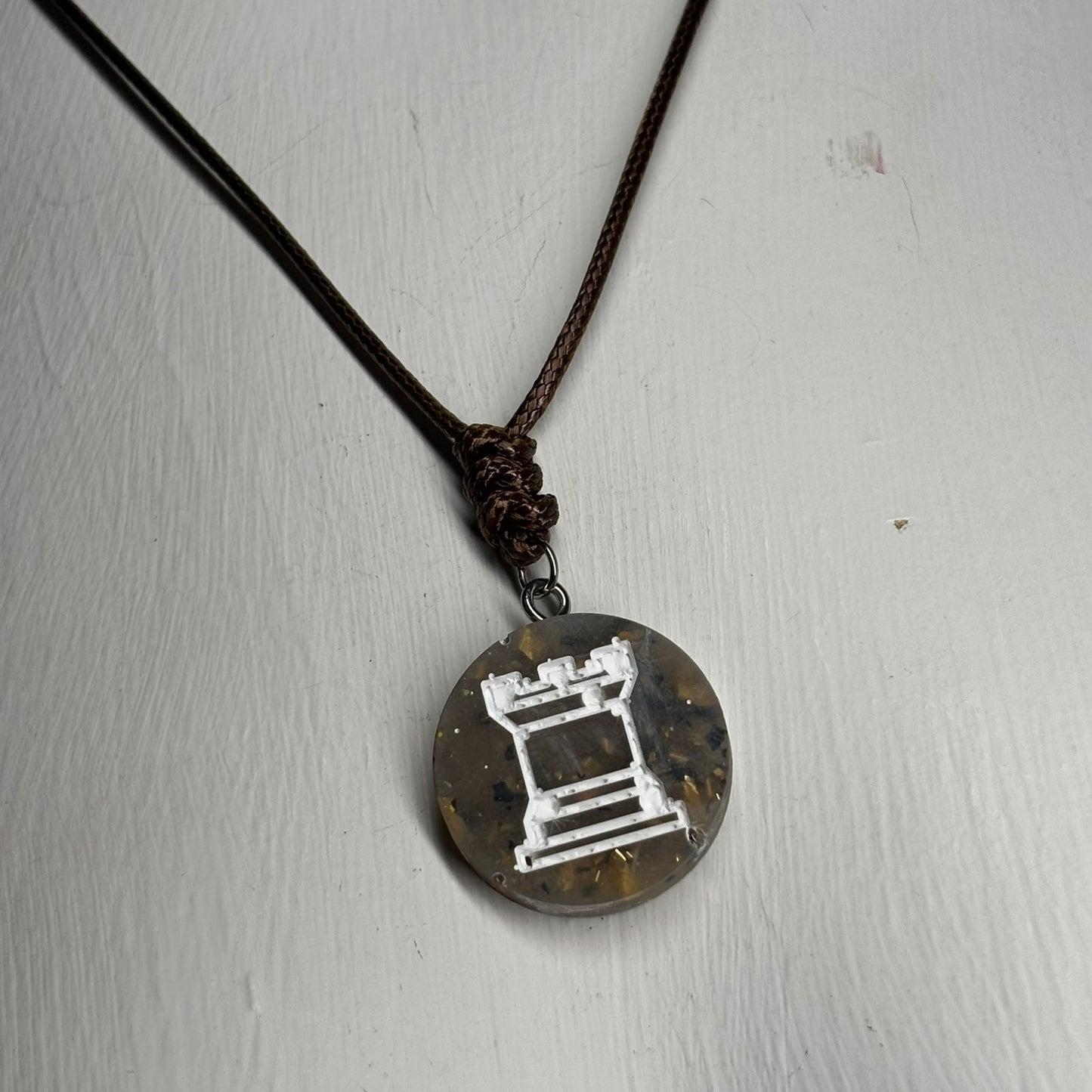 Royal Brown Rook - Handmade Resin Chess Necklace