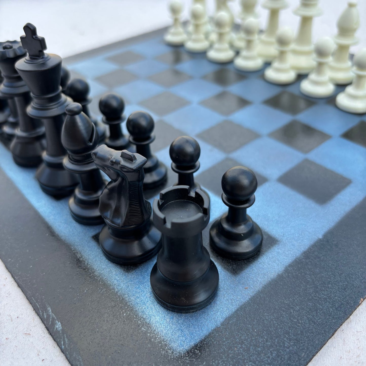 Simple Blue - Painted Chess Set