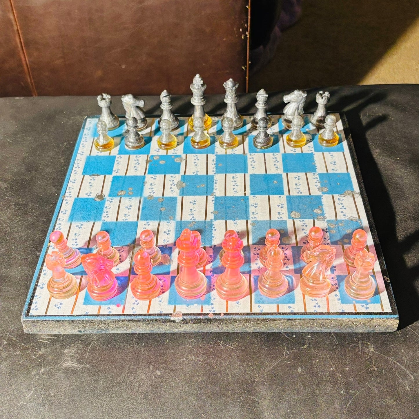 Simple Blue - Scrapbook Chess Set