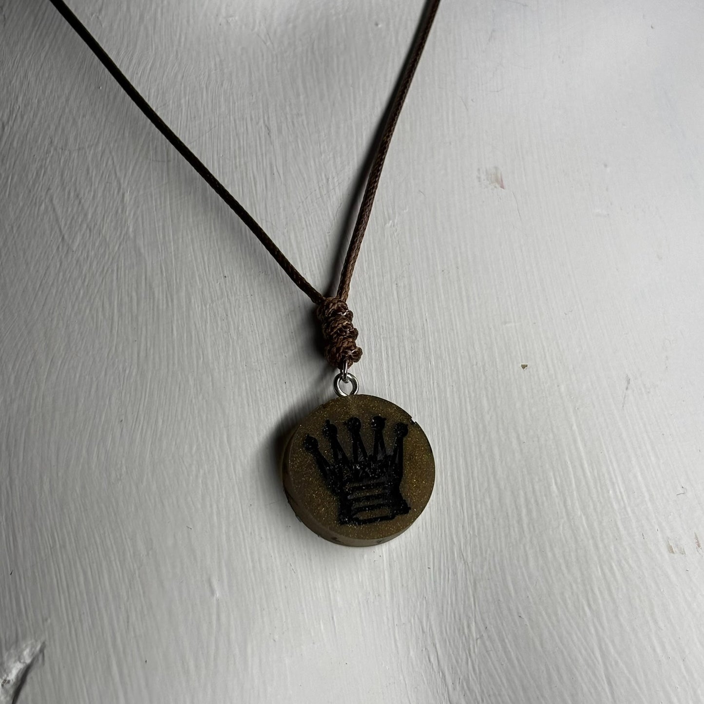 Royal Brown Queen - Handmade Resin Chess Necklace