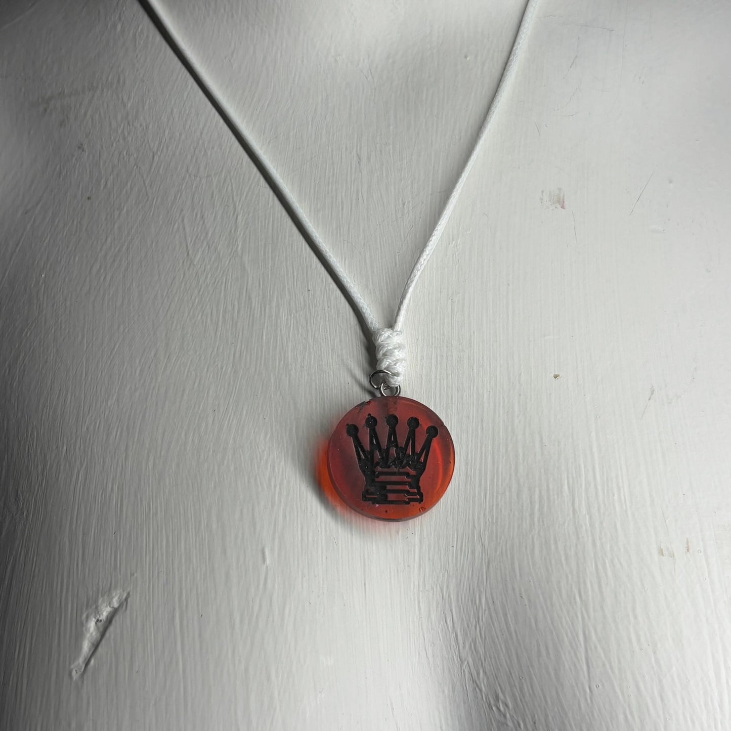 Warm Red Queen - Handmade Resin Chess Necklace