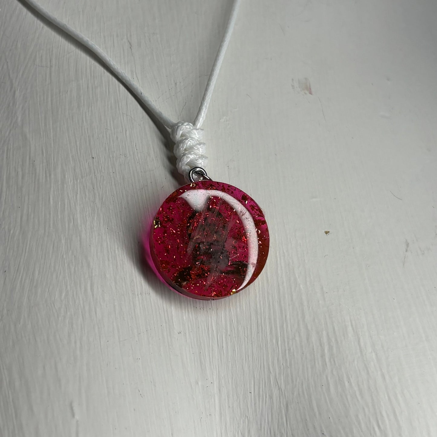 Red Crystal Bishop - Handmade Resin Chess Necklace