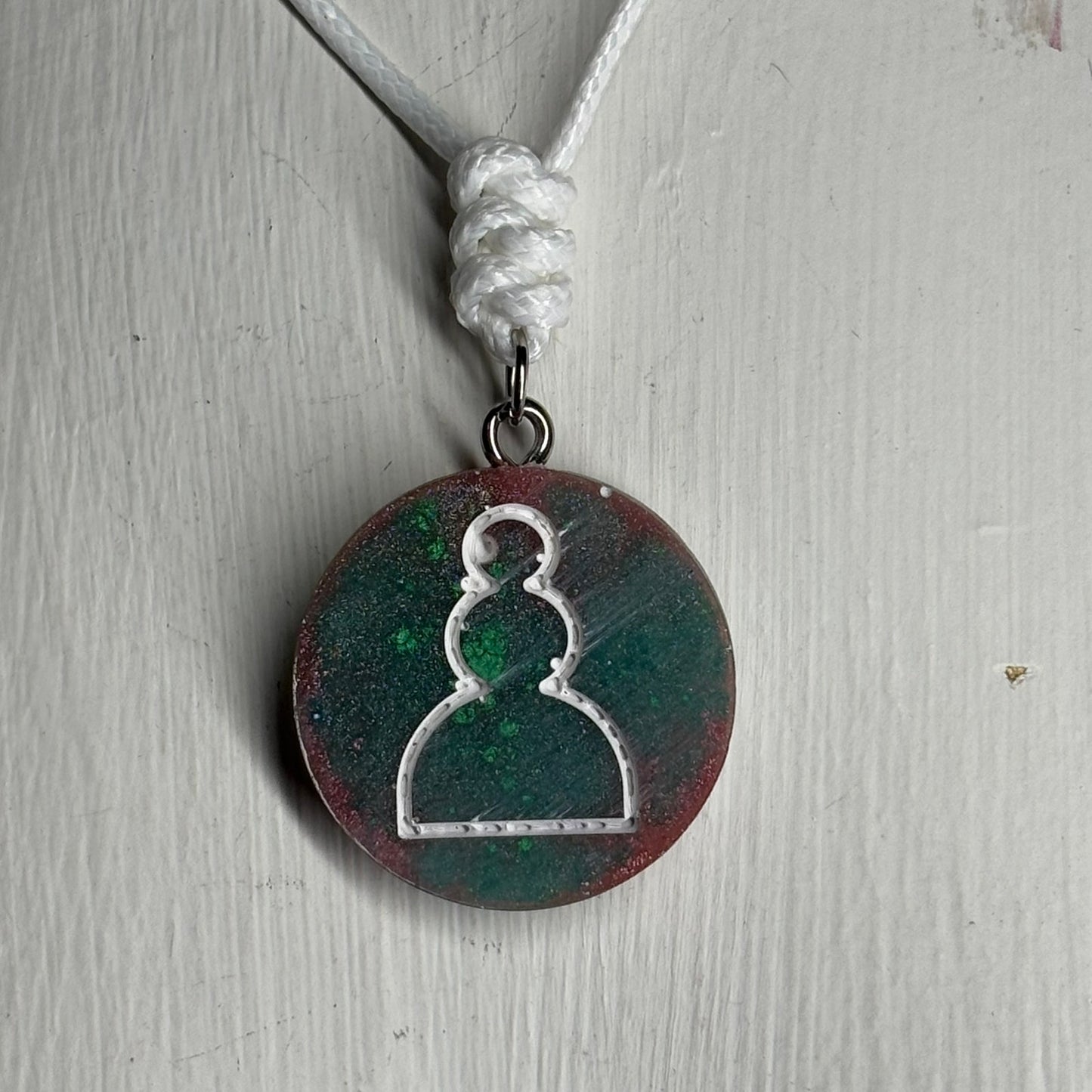 Forest Mint Pawn - Handmade Resin Chess Necklace - Flat Edition