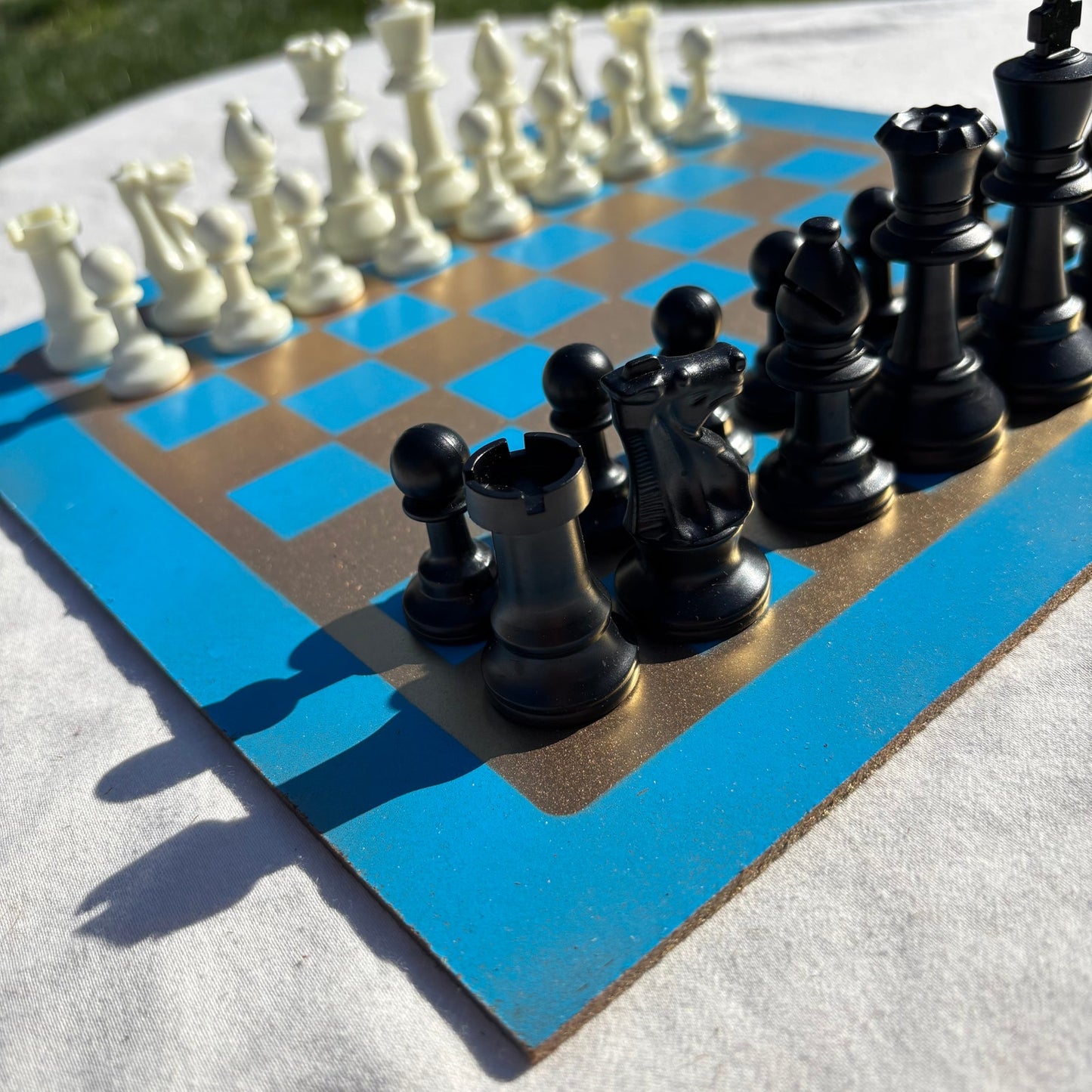Golden Blue - Painted Chess Set