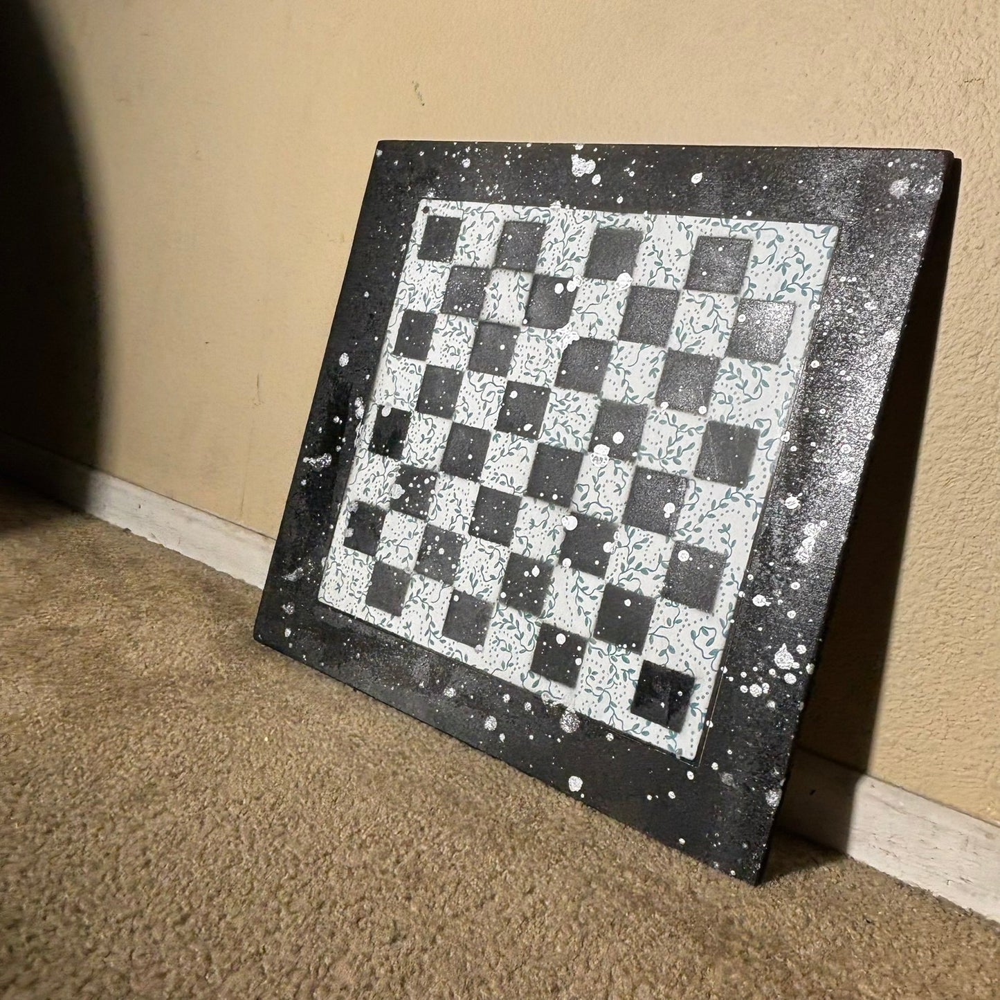 Vintage Pattern Chrome Drip - Large Scrapbook Chess Board