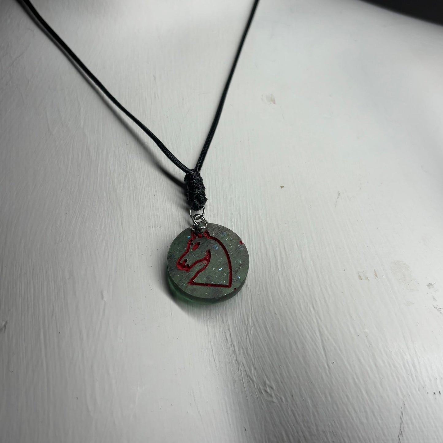 Green Knight - Handmade Resin Chess Necklace
