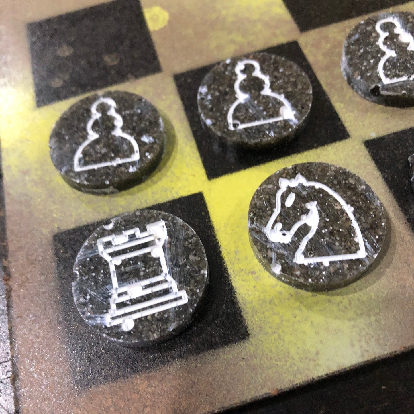 Dirty Green - Painted Chess Set