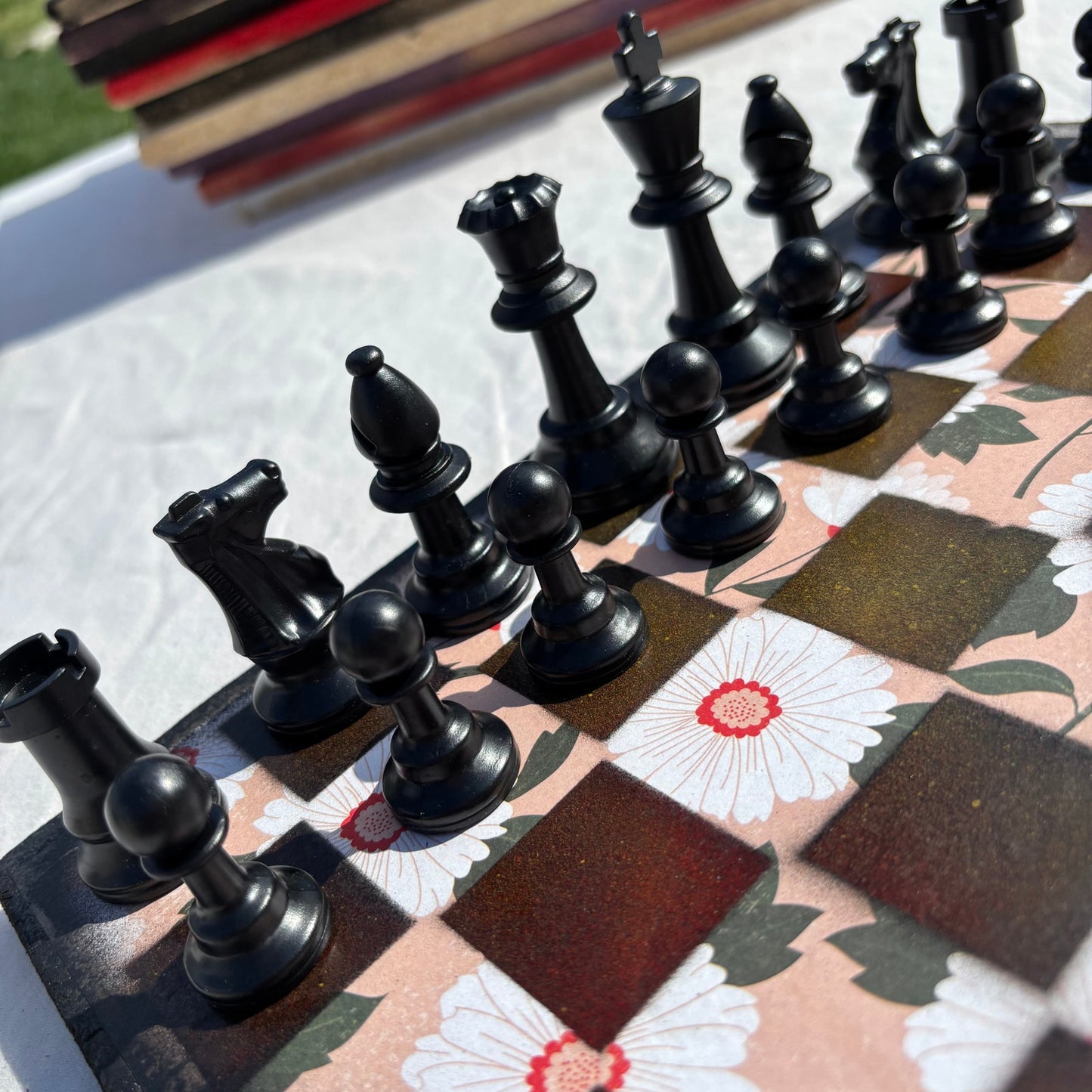 Vintage Flowers - Scrapbook Chess Set