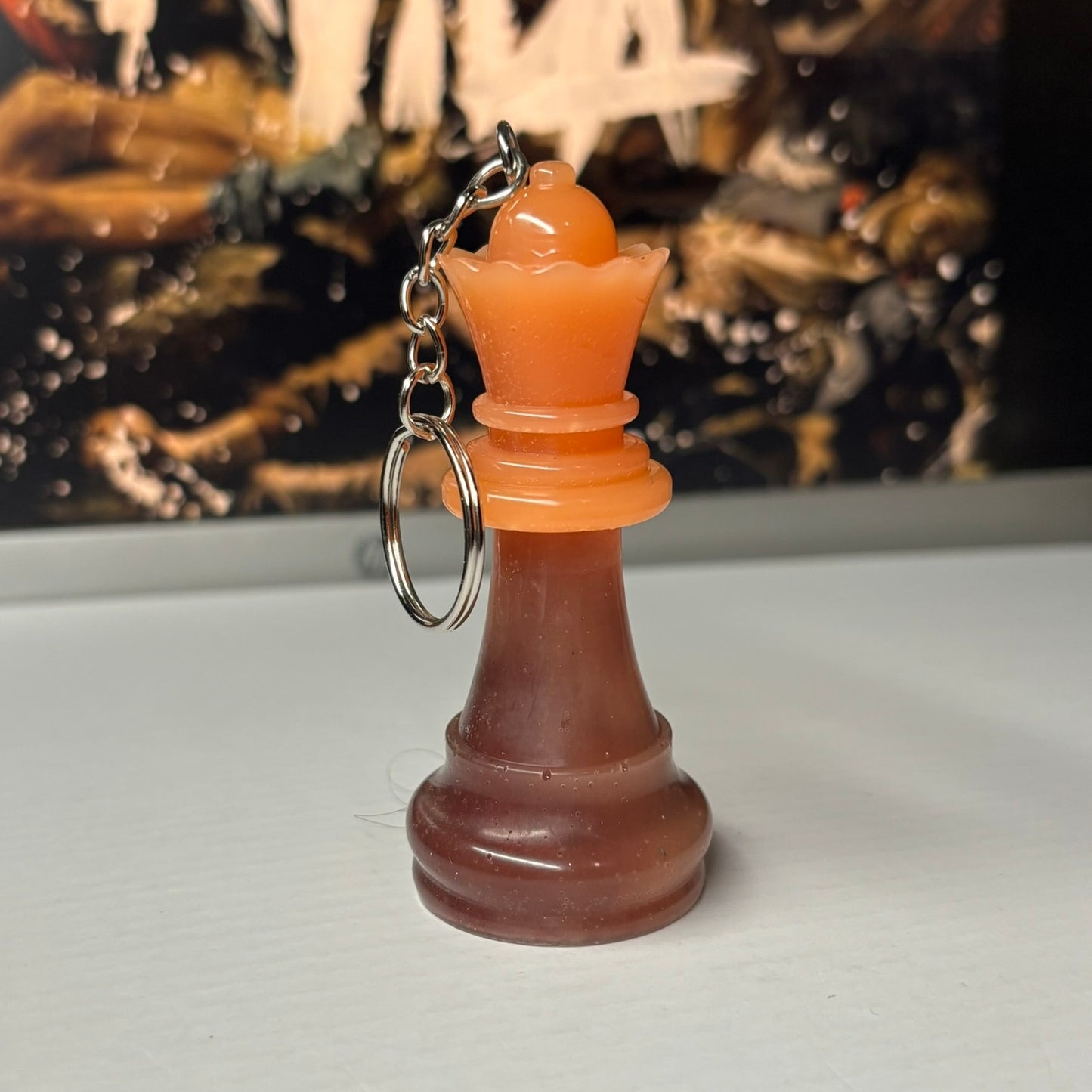 Brown Orange Dual Queen - Handmade Resin Keychain - Large Edition