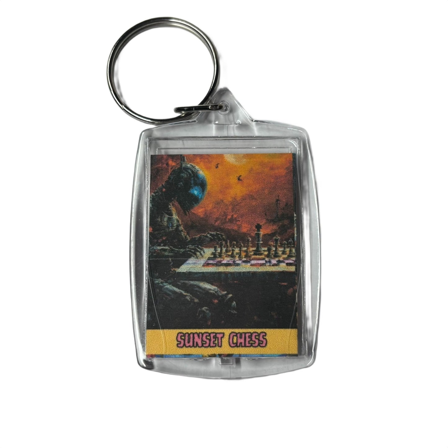Chess In The Midst Of War - Sunset Chess Photo Keychain