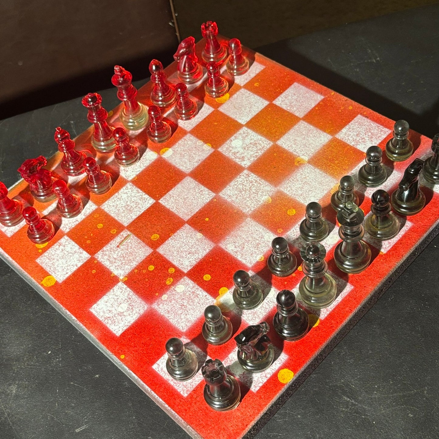 Opal Red - Painted Chess Set