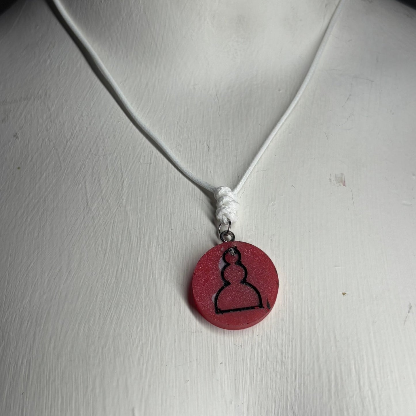 Candy Red Pawn - Handmade Resin Chess Necklace - Flat Edition