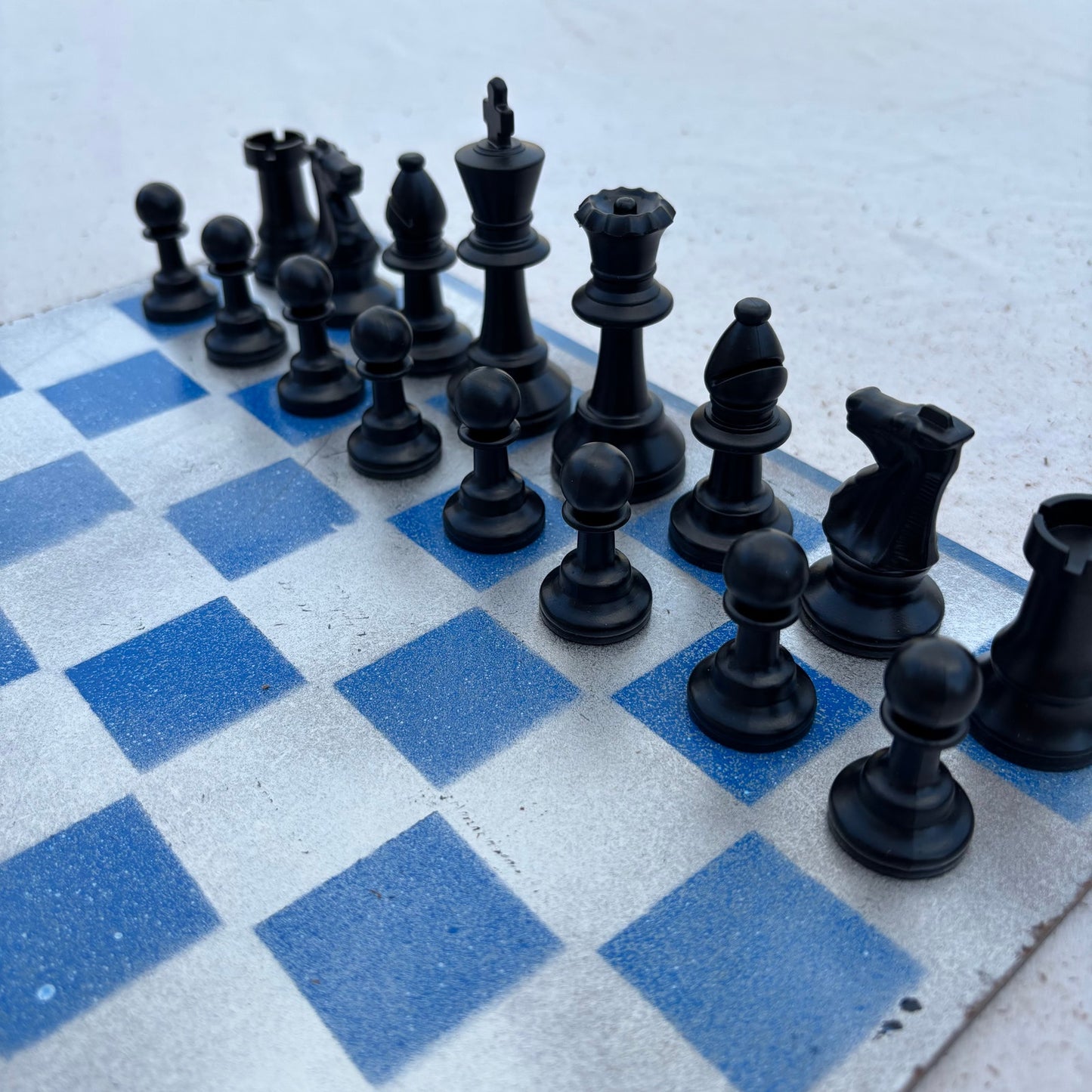 Silver & Blue - Painted Chess Set