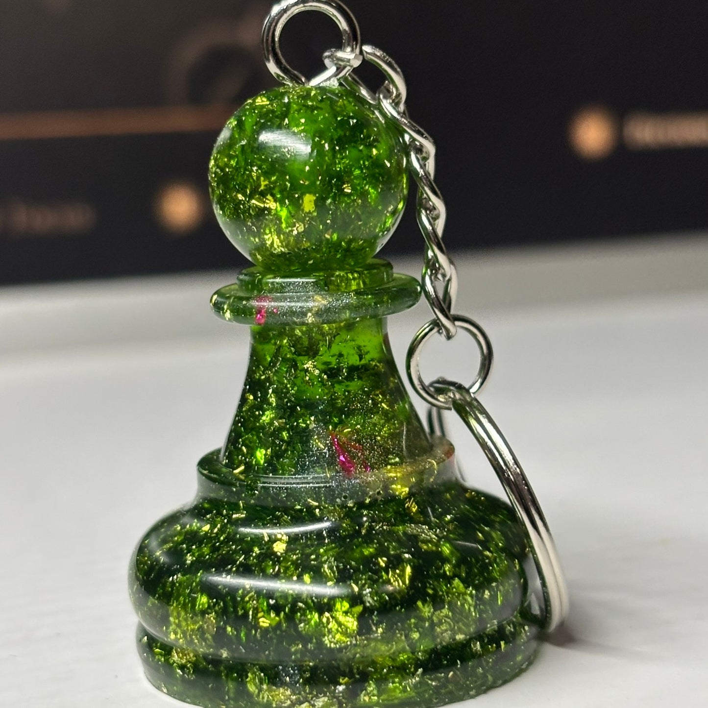 Green Emerald Pawn - Handmade Resin Keychain - Large Edition