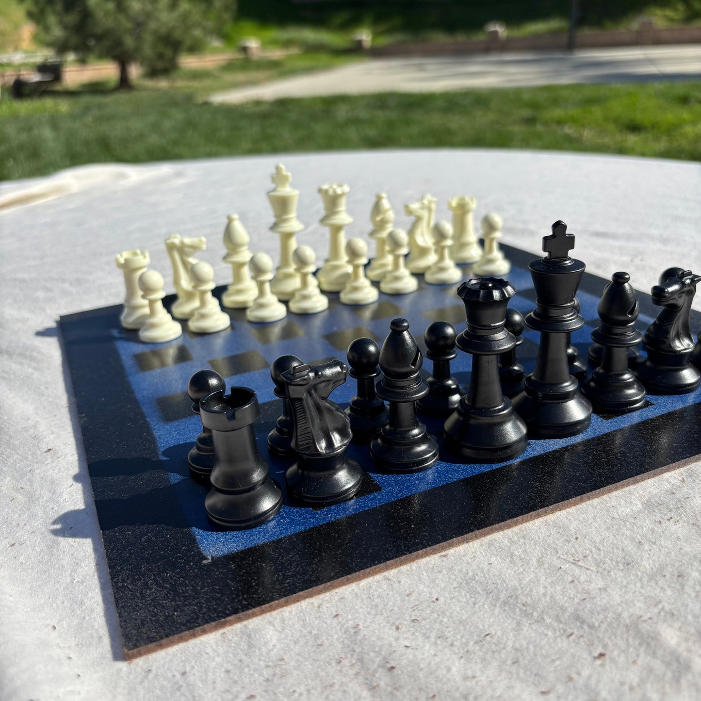 Dark Blue & Black - Painted Chess Set