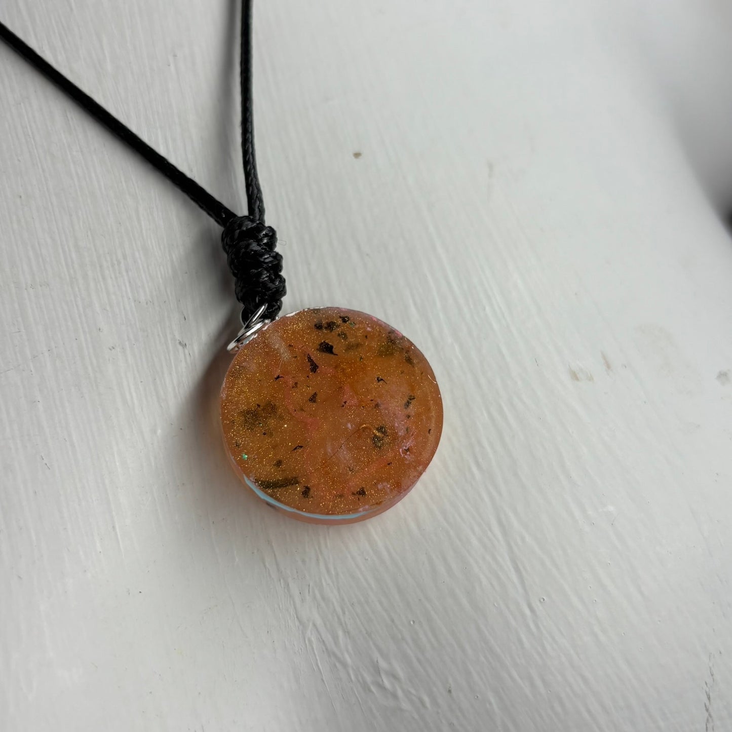 Orange/Pink Pawn - Handmade Resin Chess Necklace