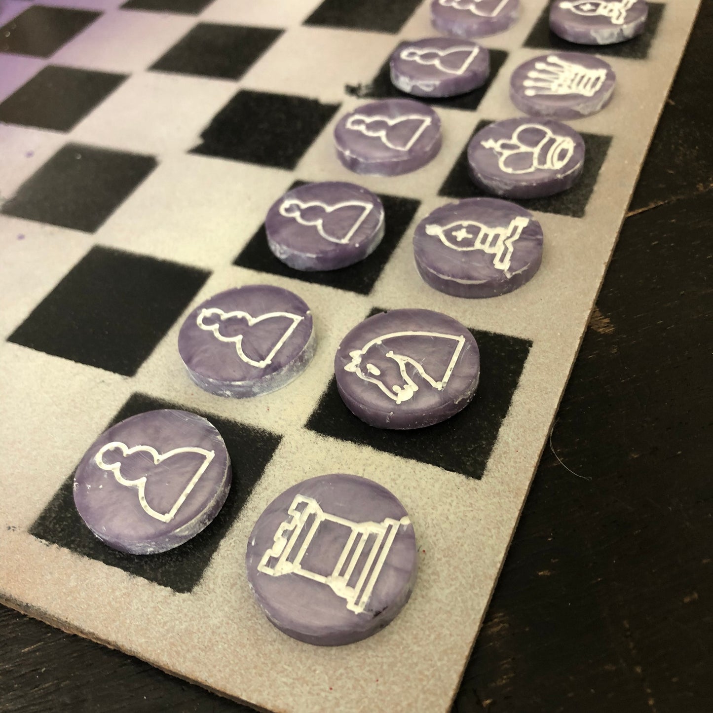 Purple Hue - Painted Chess Set
