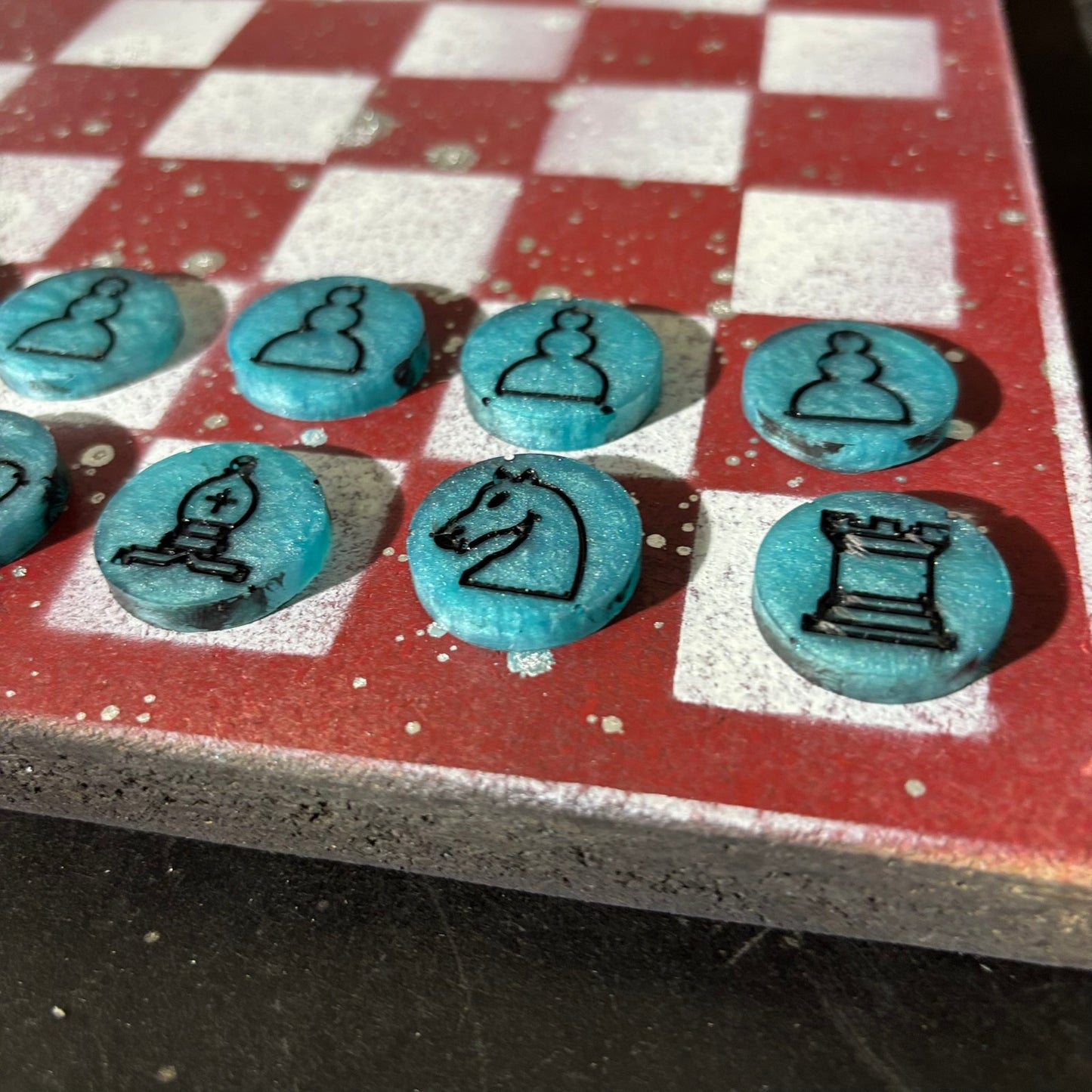 Red Chrome Drip - Painted Chess Set