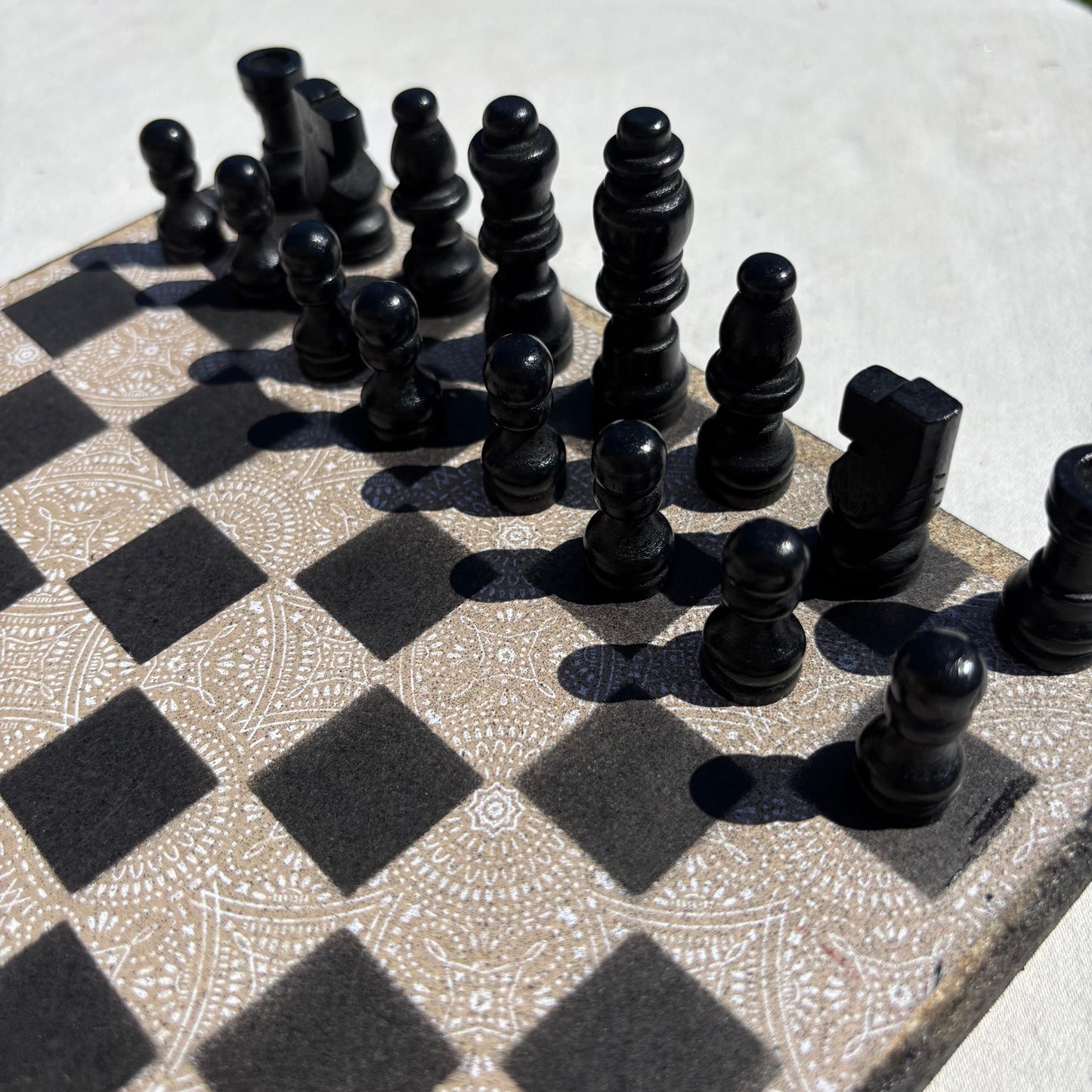 Vintage Cream Pattern - Scrapbook Chess Set