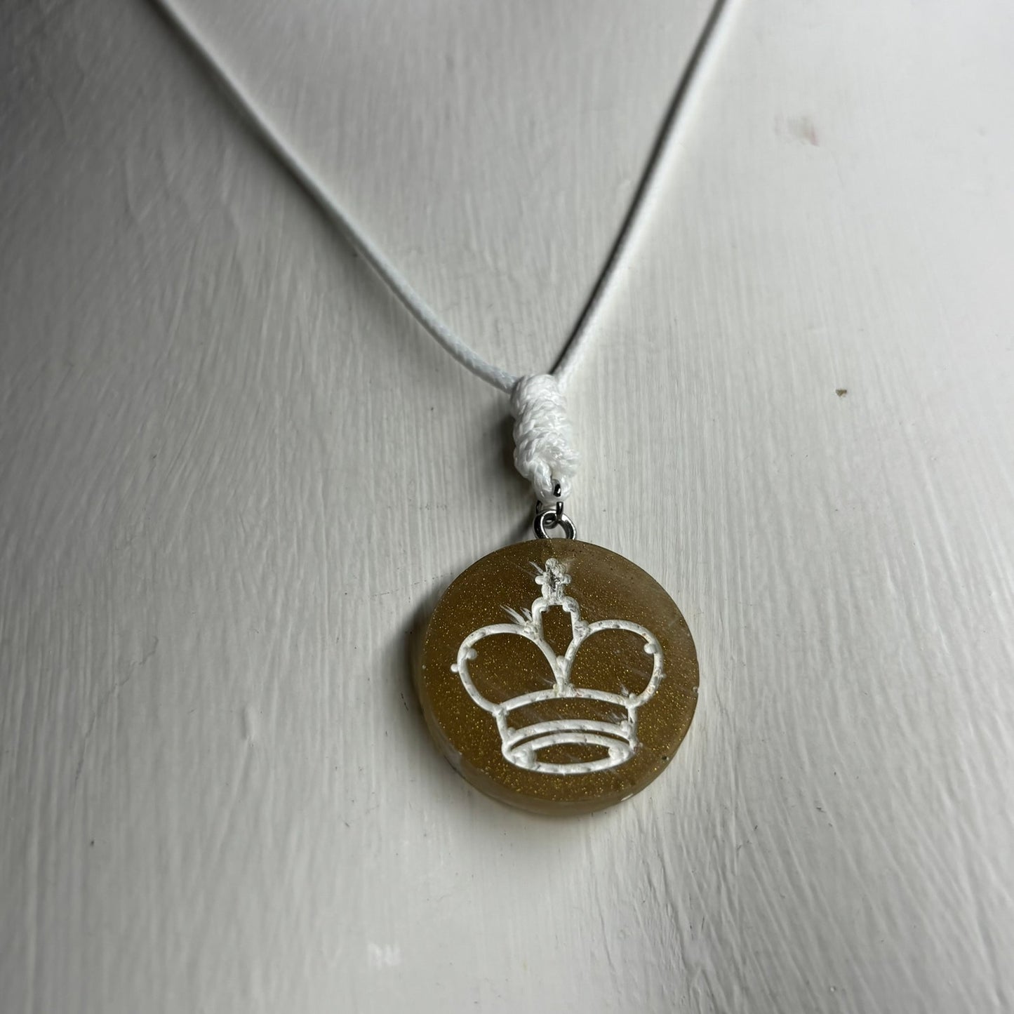 Sand Yellow King - Handmade Resin Chess Necklace