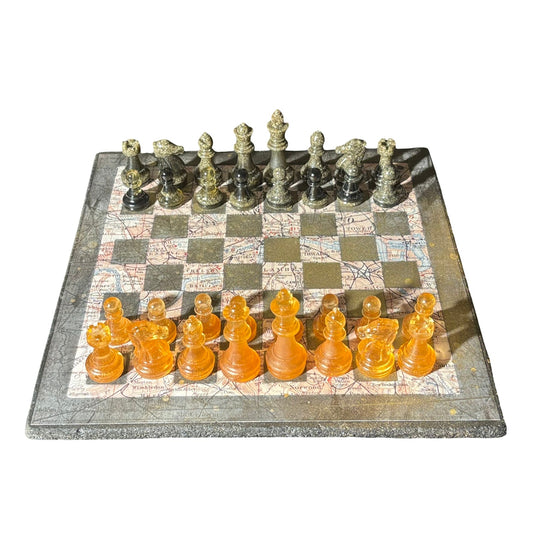 Amber Maps Pattern - Scrapbook Chess Set