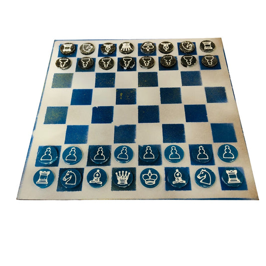 Chrome Blue - Painted Chess Set