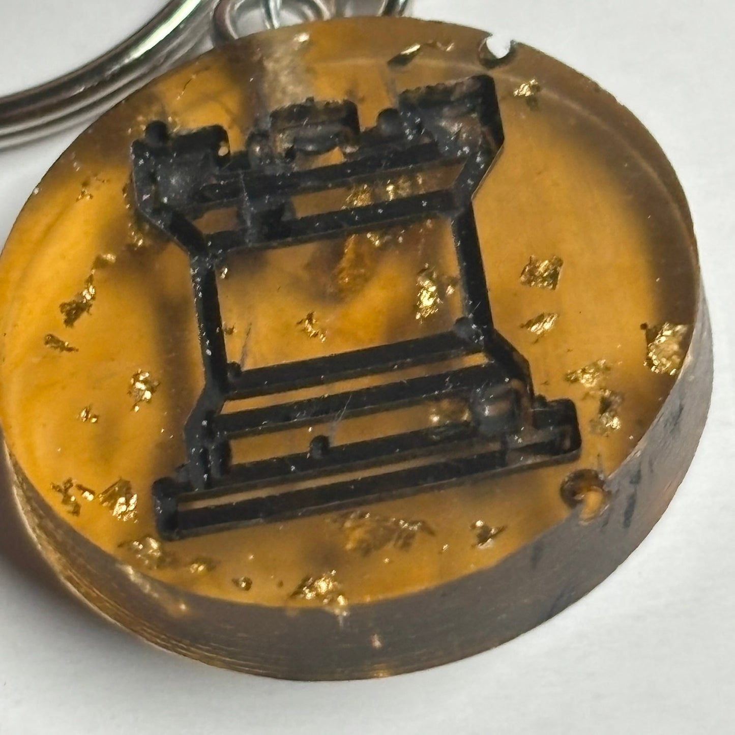 Amber Translucent Rook - Handmade Resin Keychain - Flat Edition